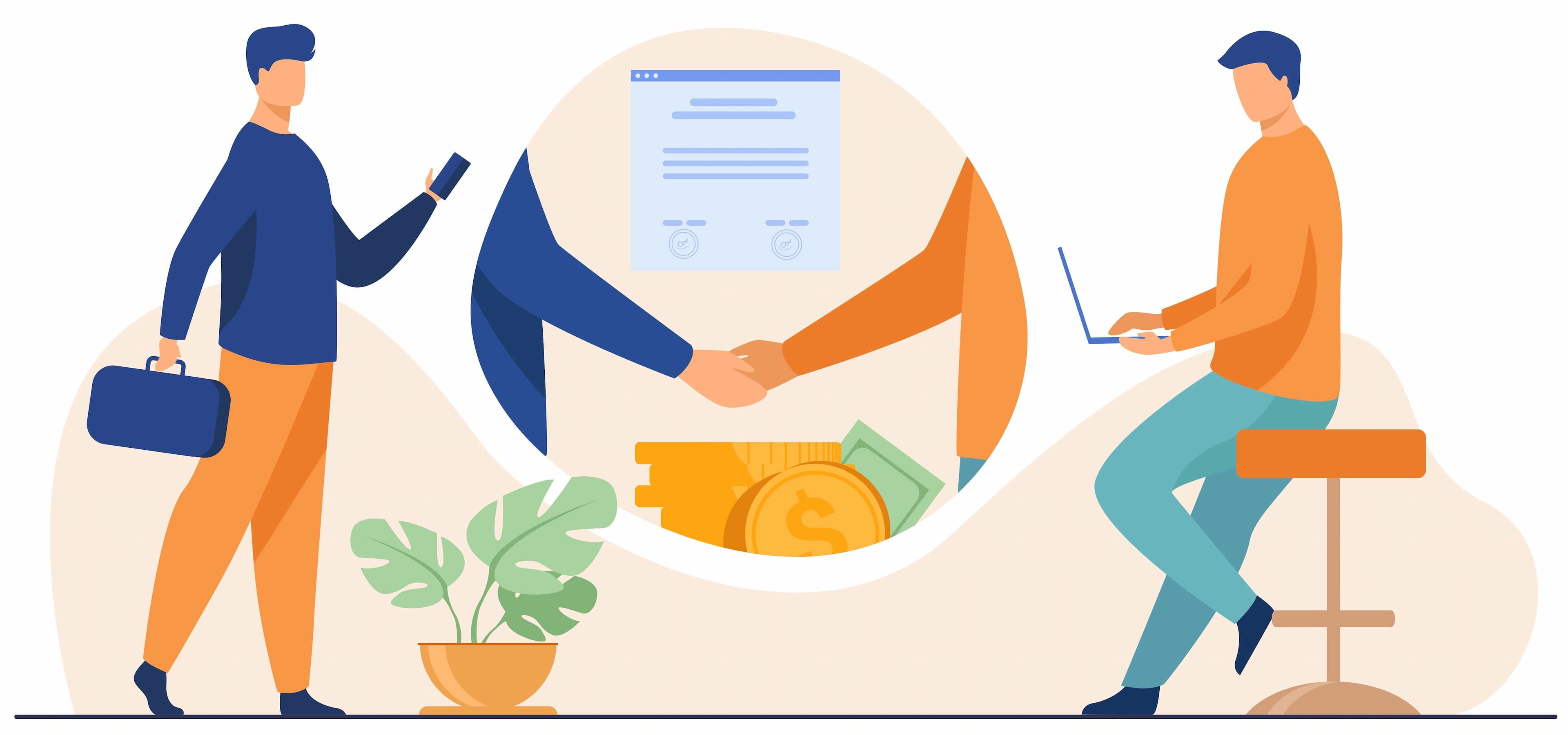 Two man shaking hands as a confirmation of a deal, because they are happy with each others adversea behaviour